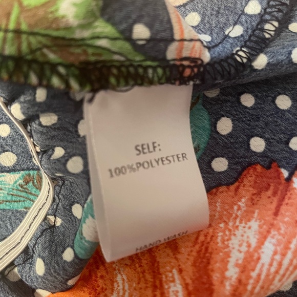 Easel Floral Print Polka Dot V Neck Tunic Top 3/4 Sleeve Oversized Sz Medium - Picture 12 of 13